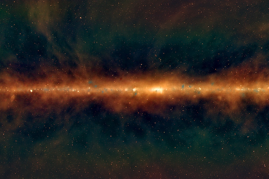 The galactic disk of the Milky Way, observed in radio color.